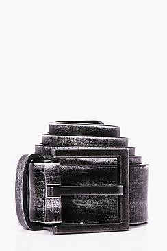 Boohoo Distressed Pu Belt With Suede Back