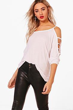 Boohoo Ella Strappy Sleeve Loose Fit Top