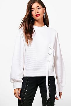 Boohoo Chelsea Eyelet Detail Sweater Top