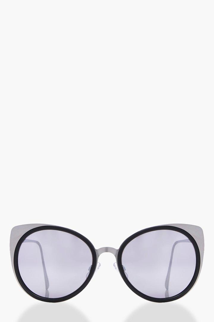 Boohoo Aleena Metal Frame Cat Eye Sunglasses Silver