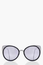 Boohoo Aleena Metal Frame Cat Eye Sunglasses Silver