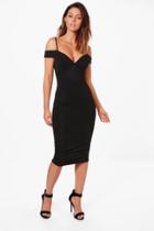 Boohoo Mahlia Strappy Cold Shoulder Midi Dress Black