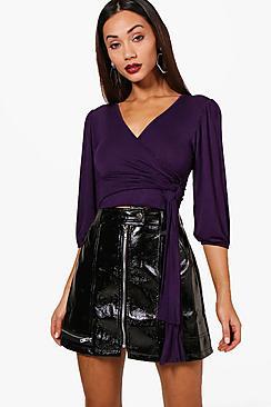 Boohoo Petite Casey Exaggerated Sleeve Top