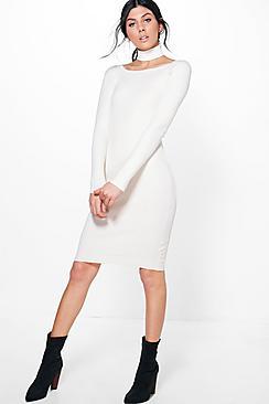 Boohoo Fabienne Choker Detail Knitted Dress