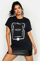 Boohoo Plus Foil Print Chain Deluxe Slogan T-shirt