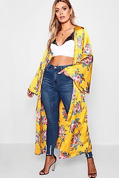 Boohoo Plus Floral Printed Kimono