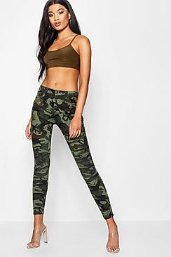 Boohoo Daisy Camo Biker Jeans