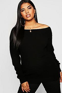 Boohoo Plus Slash Neck Oversized Jumper