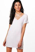 Boohoo Laurie Strappy Eyelet T-shirt Dress