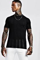 Boohoo Vertical Stripe Mesh Knitted T-shirt
