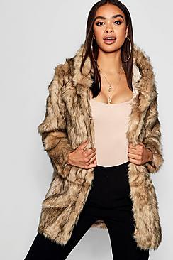 Boohoo Boutique Hooded Faux Fur Coat