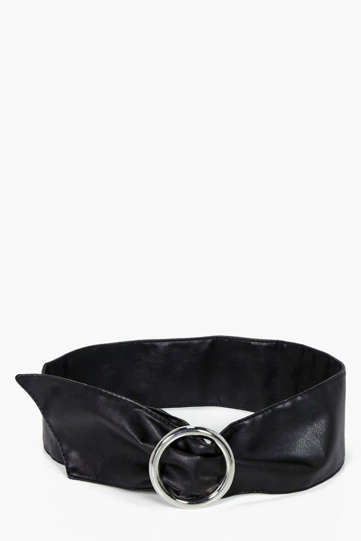 Boohoo Matilda Large Ring Waist Belt Black