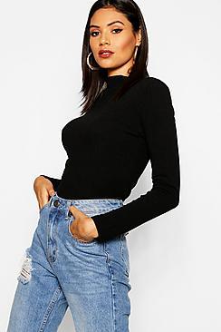 Boohoo Turtle Neck Rib Knit Top