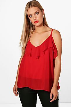 Boohoo Plus Andrea Ruffle Detail Swing Cami