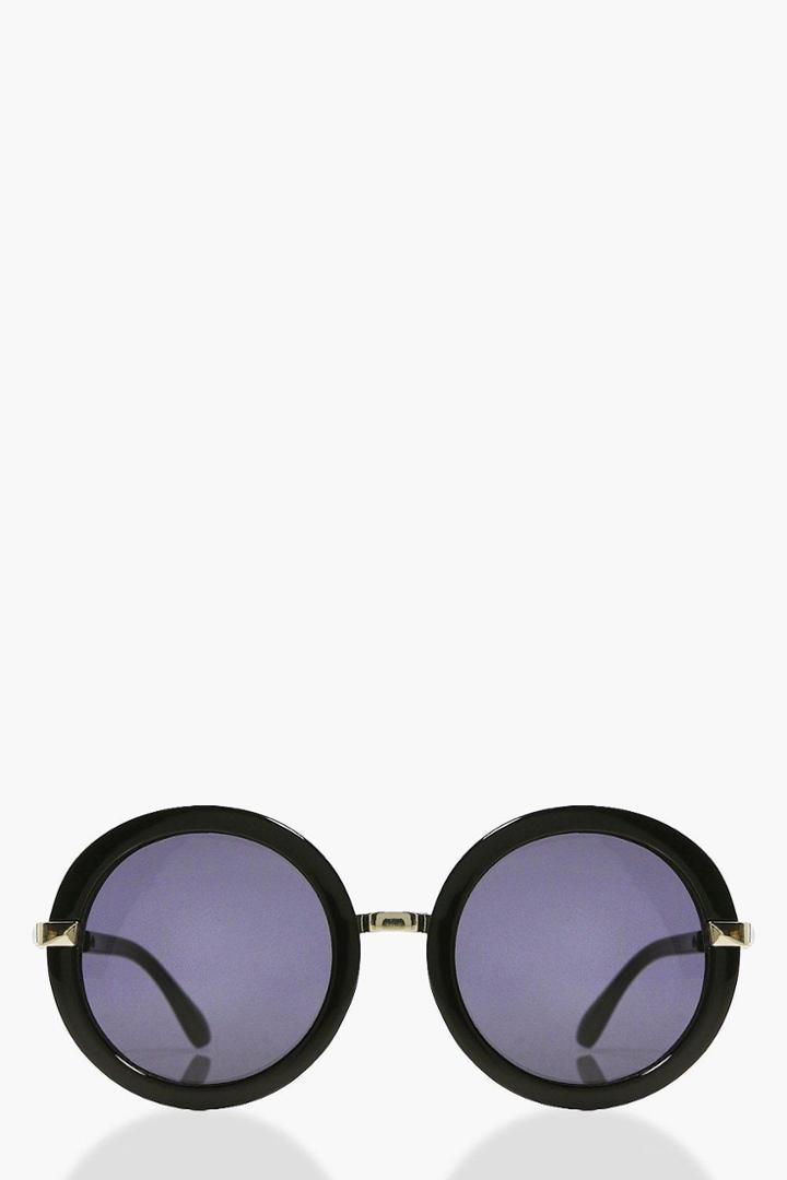 Boohoo Lola Black Round Sunglasses Black