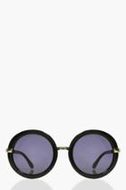 Boohoo Lola Black Round Sunglasses Black