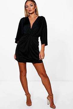 Boohoo Kya Knot Front Slinky Shift Dress