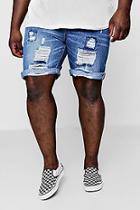 Boohoo Big And Tall Denim Shorts With Selvedge Taping