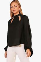 Boohoo Beth Cut Out High Neck Blouse