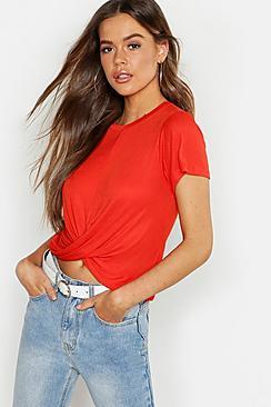 Boohoo Twist Front Cap Sleeve T-shirt