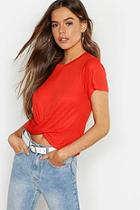 Boohoo Twist Front Cap Sleeve T-shirt