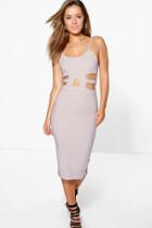 Boohoo Petite Darcy Cutout Detail Midi Dress Grey
