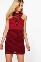 Boohoo Petite Carly Burn Out High Neck Bodycon Dress