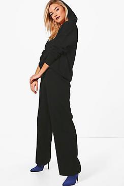 Boohoo Olivia Wide Leg & Hooded Knitted Lounge Set