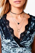 Boohoo Hope Geo Layered Necklace And Choker Set Silver