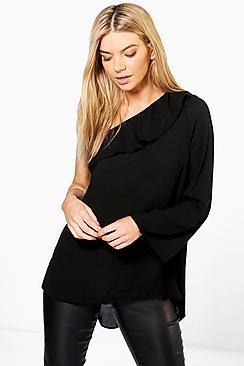 Boohoo Eliza Woven Frill One Shoulder Top