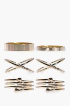 Boohoo Claire Simple Stackable Mixed 6 Ring Set