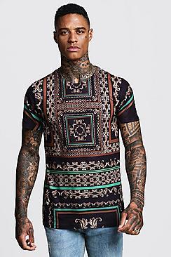 Boohoo Baroque Tile Print T-shirt