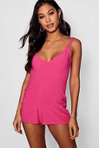Boohoo Double Strap Crepe Playsuit
