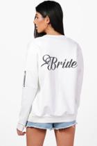 Boohoo Kelly Bride Bomber Jacket White