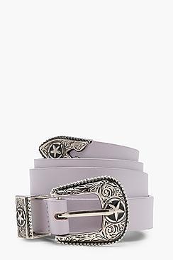 Boohoo Alexandra Star Buckle Skinny Western Belt