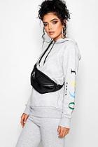 Boohoo Abigail 1990 Rainbow Print Slogan Oversized Hoody