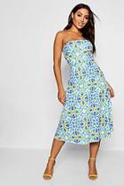 Boohoo Angela Bright Porcelain Print Midi Dress