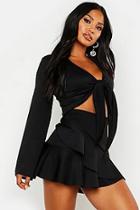 Boohoo Flared Sleeve Crop & Ruffle Skort Co-ord