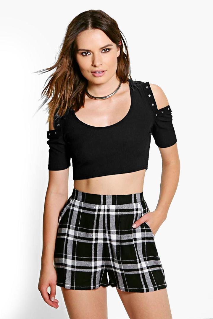Boohoo Lorrain Checked Shorts Black