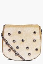Boohoo Keira Faux Pony Stud Chain Cross Body Bag Khaki