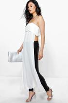 Boohoo Kellie Split Side Maxi Strapless Tunic White