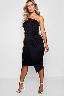 Boohoo Plus Fold Front Wrap Dress