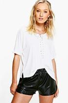 Boohoo Lola Lace Up Boxy Short Sleeve Tee