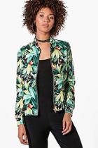 Boohoo Joanna Palm Print Bomber