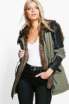 Boohoo Natalie Faux Fur Lined Parka