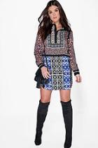 Boohoo Plus Grace Printed Shirt Dress