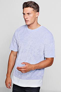 Boohoo Drop Shoulder Extended Hem Velour T-shirt