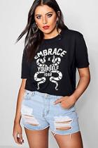 Boohoo Plus Lizzy Embrace Yourself T Shirt
