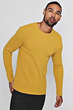 Boohoo Muscle Fit Ribbed Crew Neck Jumper