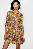 Boohoo Lo Bohemian Ruffle Waist Smock Dress
